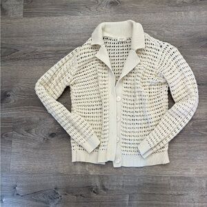 a.n.a Cream Button Down Crochet Top